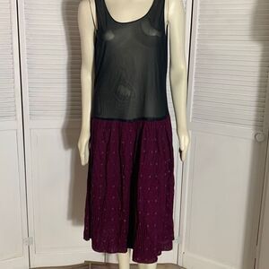 Vintage 80’s Sheer Black Drop Waist Camisole Dress Size 10